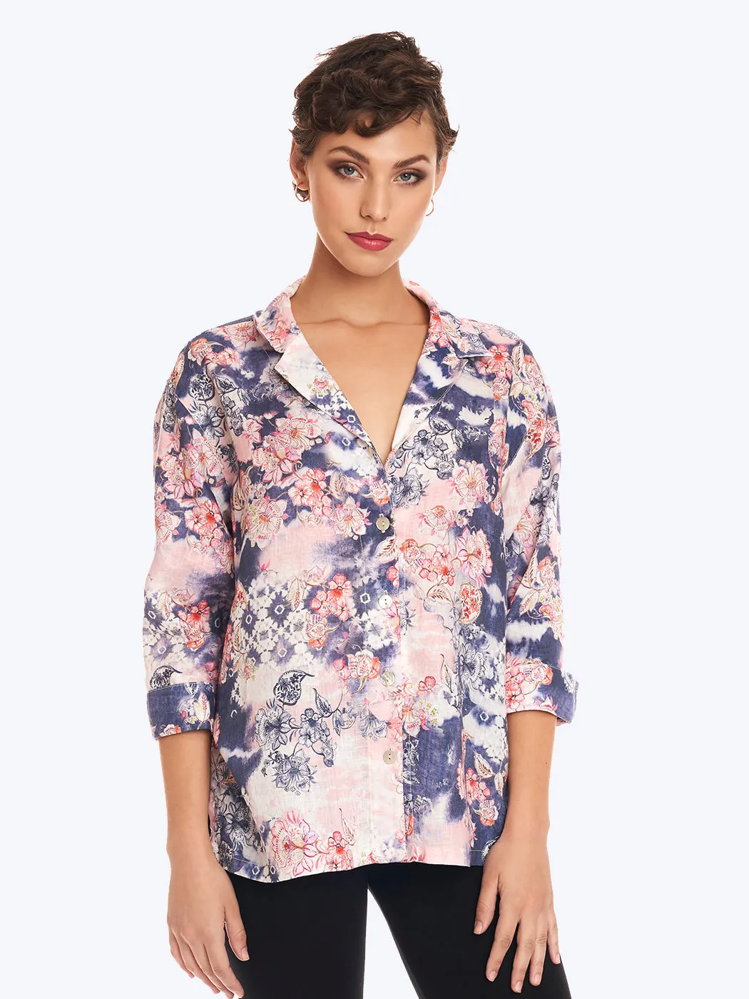 Tianello print "Estee" Linen "Aida" Blouse