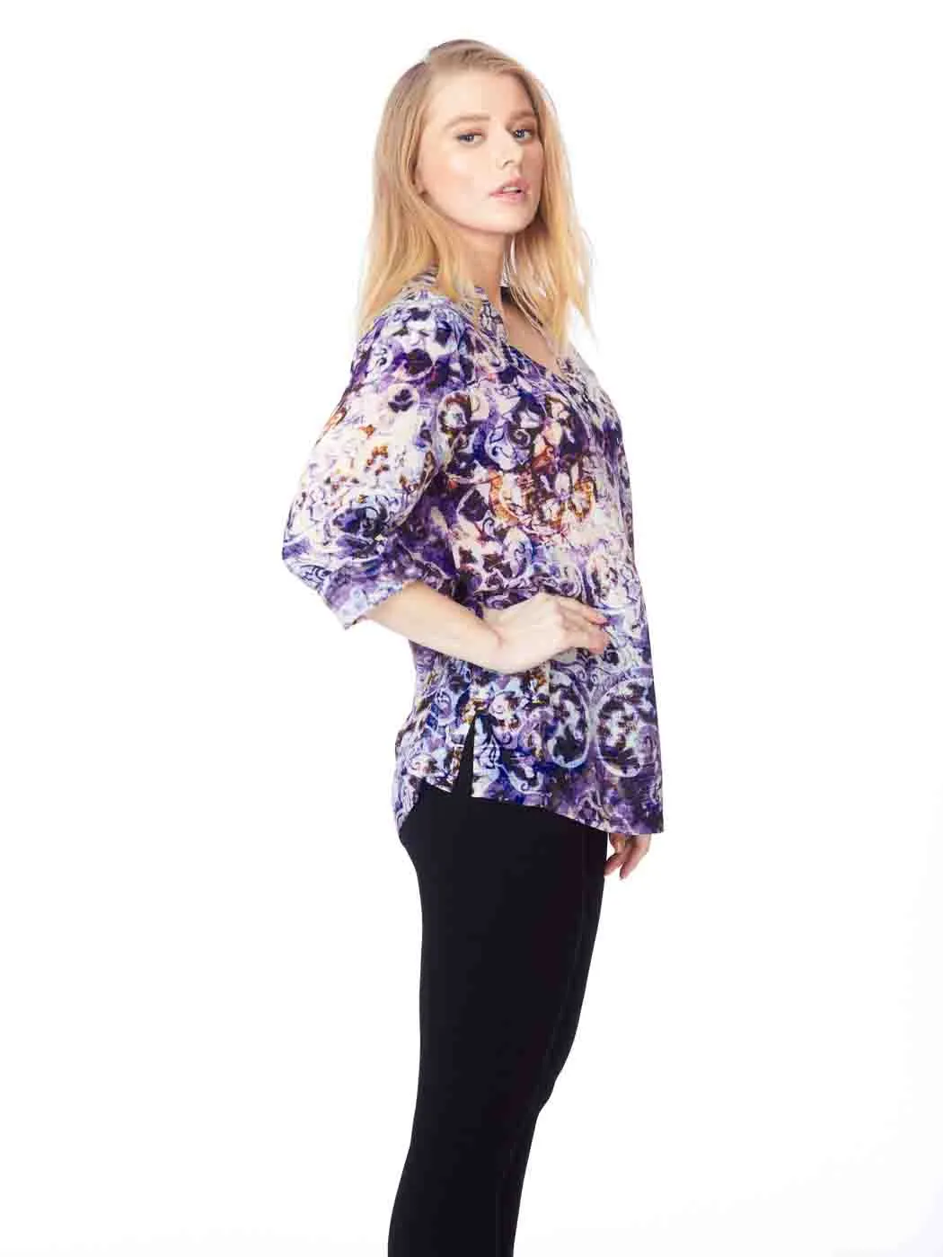 Tianello  "Bhakti" Print  Washable Silk "Diva' Blouse