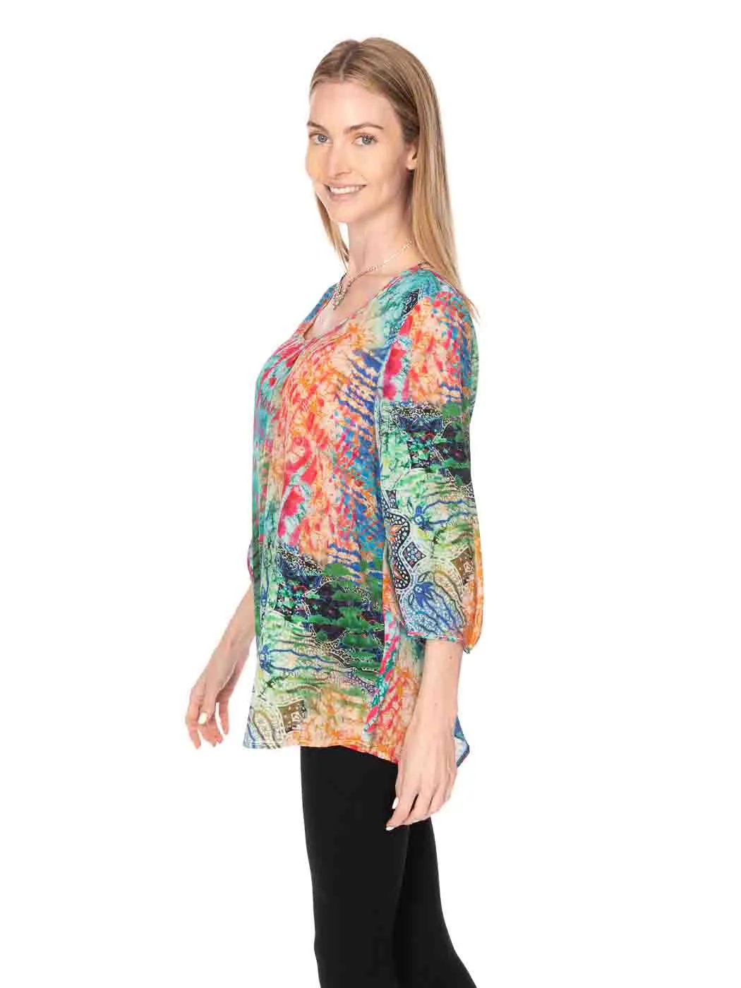 Tianello "Endura" Print Washable Silk "Bree" Blouse