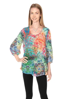 Tianello "Endura" Print Washable Silk "Bree" Blouse