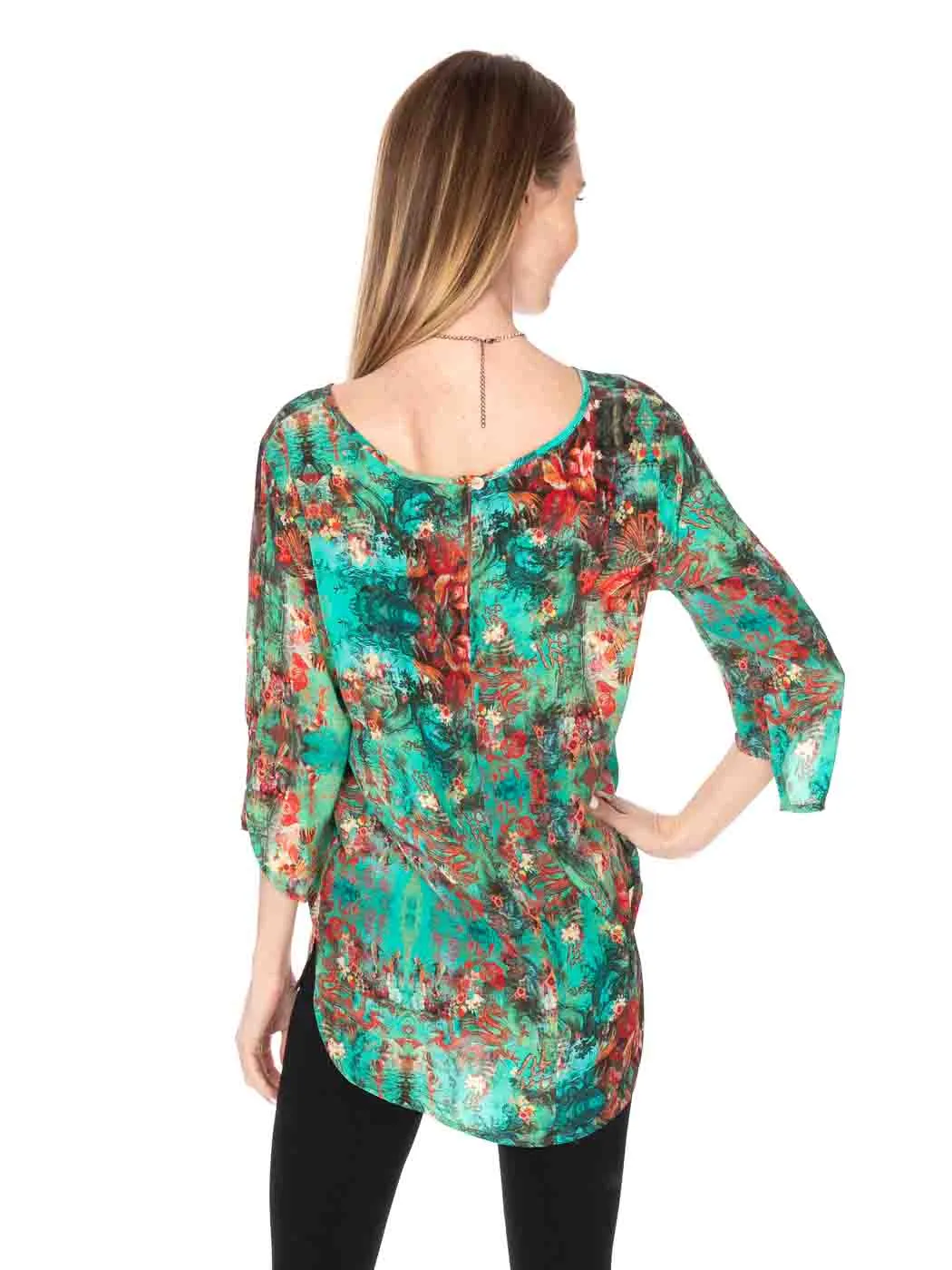 Tianello "Heavenly Dragon" Print Washable Silk Cailin Blouse-Line