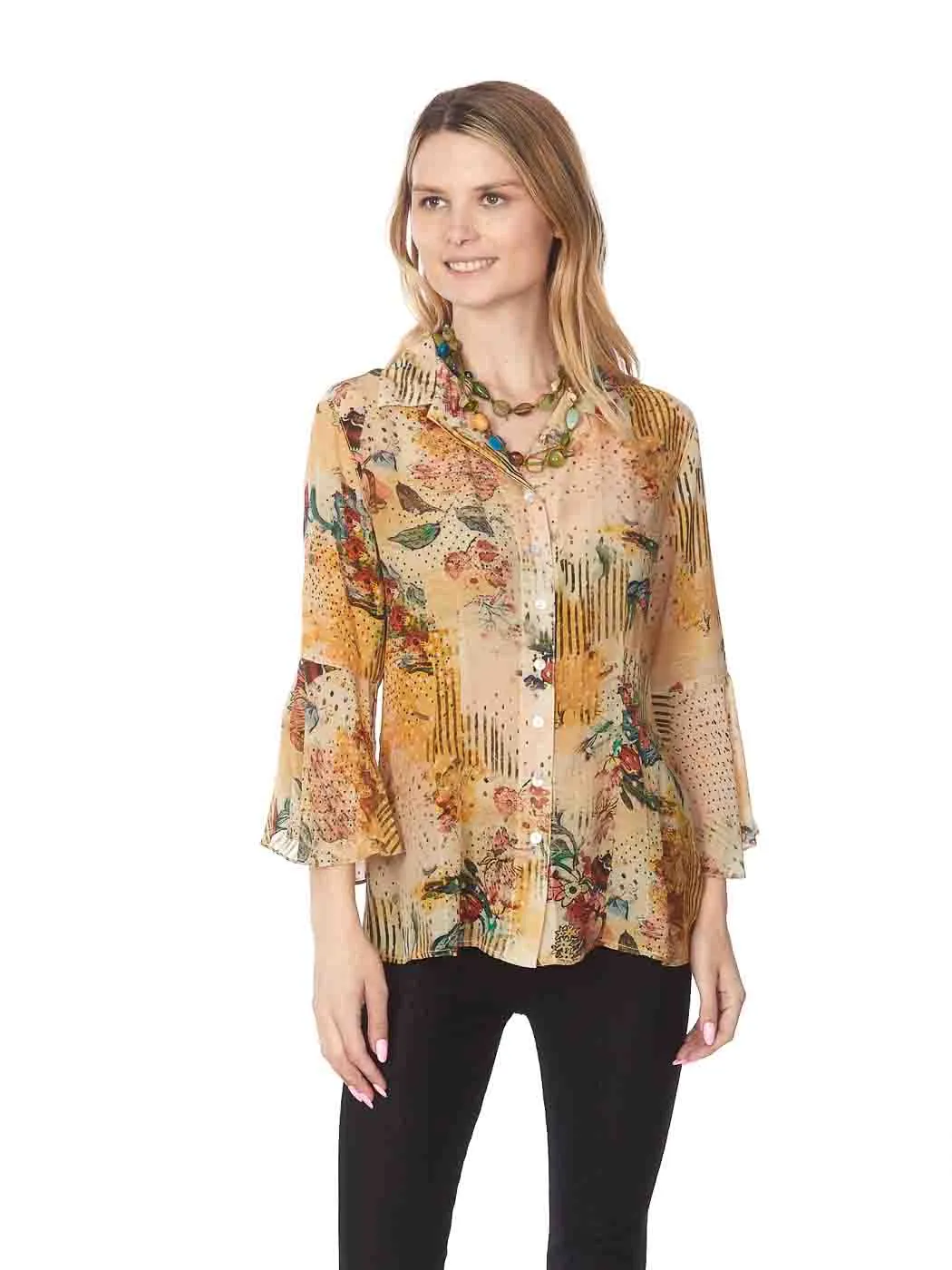 Tianello "Phelan" Print Washable Silk Print "Devesa" Blouse