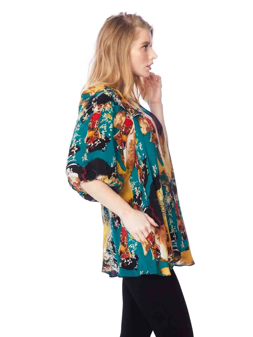 Tianello "Princess Masumi" Print Washable Silk "Shannon" Blouse