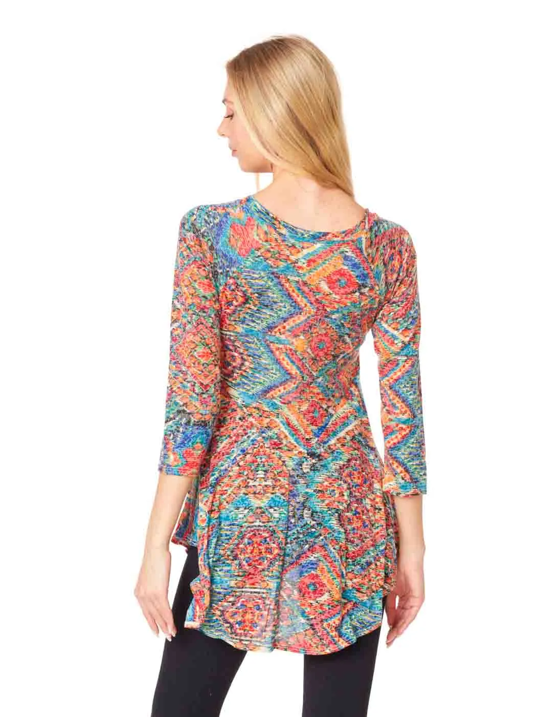 Tianello "Tapastry" Print Knit Burnout "Sochie" Tunic