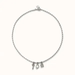 UNOde50 Silver Necklace w Pearl, Key & Lock Charm