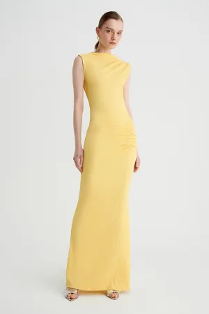 Vega Rouched Midi Dress - Butter