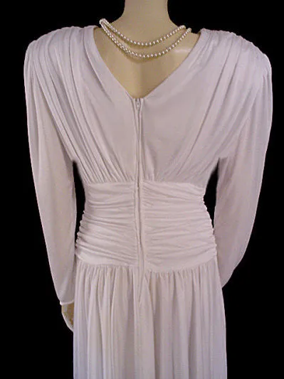 *VINTAGE MICHAEL MARCELLA DRAPED GODDESS WEDDING DRESS / COCKTAIL DRESS ENCRUSTED WITH SPARKLING SEQUINS, PEARLS & GOLD SHOT