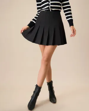 Women's Black Pleated A-Line Mini Skirt